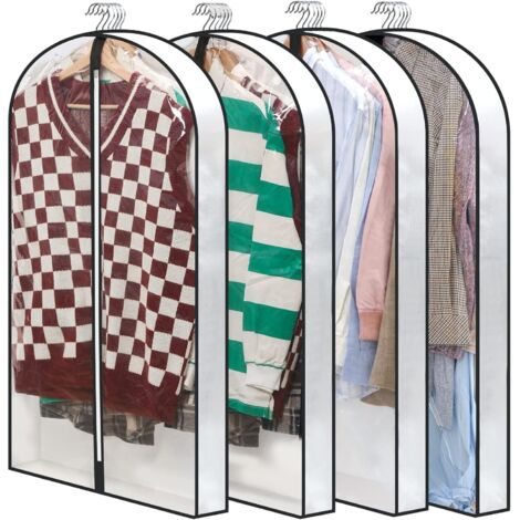 Sac de Rangement pour Vêtements Accrochés - 40 Pouces - Fond Respirant Non Tissé - Fermeture Éclair Robuste - 4 Pièces