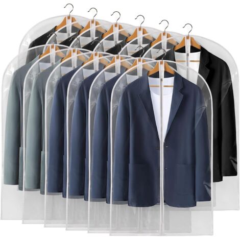 Sac De Rangement Pour Vêtements Accrochés - 40 Pouces - Matière PEVA Transparente Et Étanche - Fermeture Éclair En Acier Inoxydable - Lot De 12