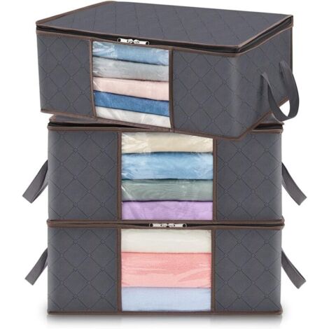 Sac de rangement pour vêtements de 35l, boîte de rangement pliable sous le lit pour chambre à coucher, couettes, vêtements, couvertures, jouets, paquet de 3