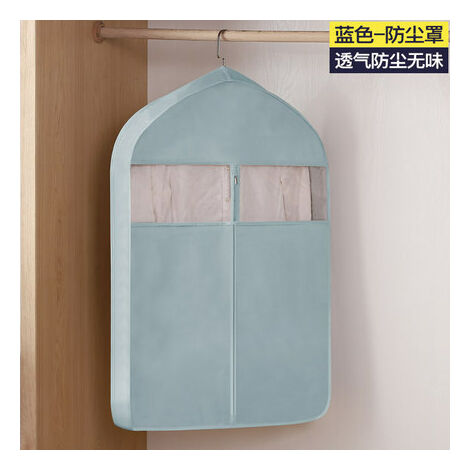 Sac de rangement pour vêtements en daim, manteau tridimensionnel domestique, housse anti-poussière pour vêtements en fourrure, Long doudoune, housse suspendue,BLUE,60X10X88cm