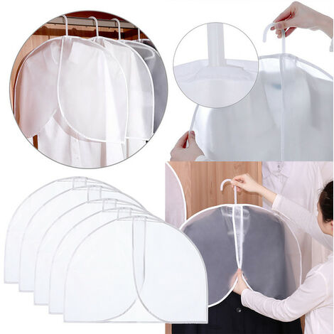 Sac de rangement pour vêtements en plastique, sac de rangement Transparent pour vêtements courts suspendus à la mode, housse de rangement avec couvercles pour organiser,CHINA,White