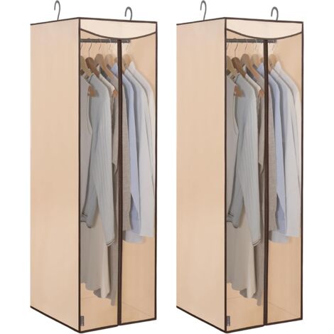 Sac De Rangement Pour Vêtements Sur Cintre - 15 x 19,1 x 56,7 Pouces - Armature En Acier - Fenêtre Transparente En PVC - Fermeture Éclair Intégrale - Lot De 2