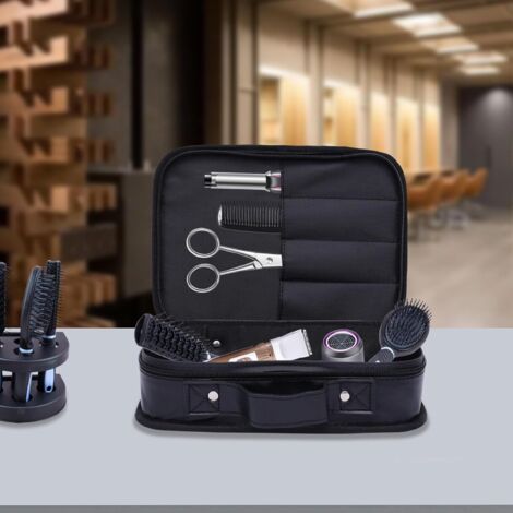 Sac de rangement, sac de coiffure noir, outils de coiffure, sac de rangement, sac de ciseaux, sac de coiffure, sac d'outils, étui de rangement, organisateur de maquillage pour tondeuses à cheveux, cos