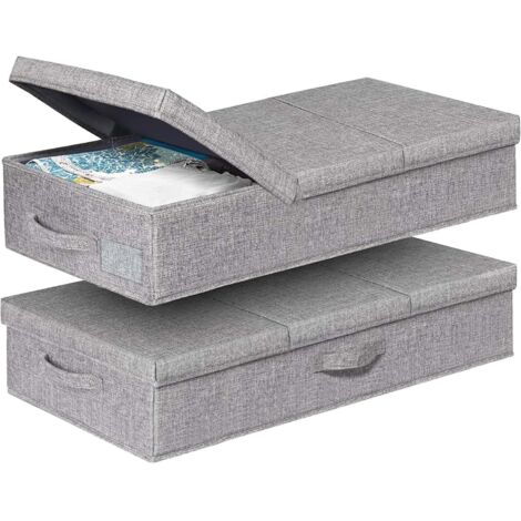 Sac de rangement sous le lit avec couvercle et poignées renforcées, boîte pliable gain de place pour couvertures, oreillers, couettes, linge de lit et vêtements saisonniers