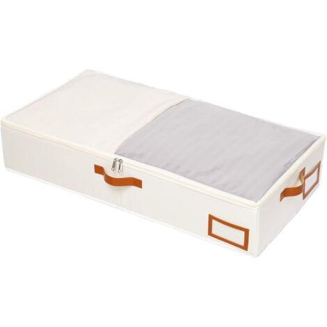 Sac de Rangement Sous Lit - 1 Pièce - Tissu Oxford - Fenêtre Transparente - Pour Literie et Vêtements - 60x30x15cm Beige