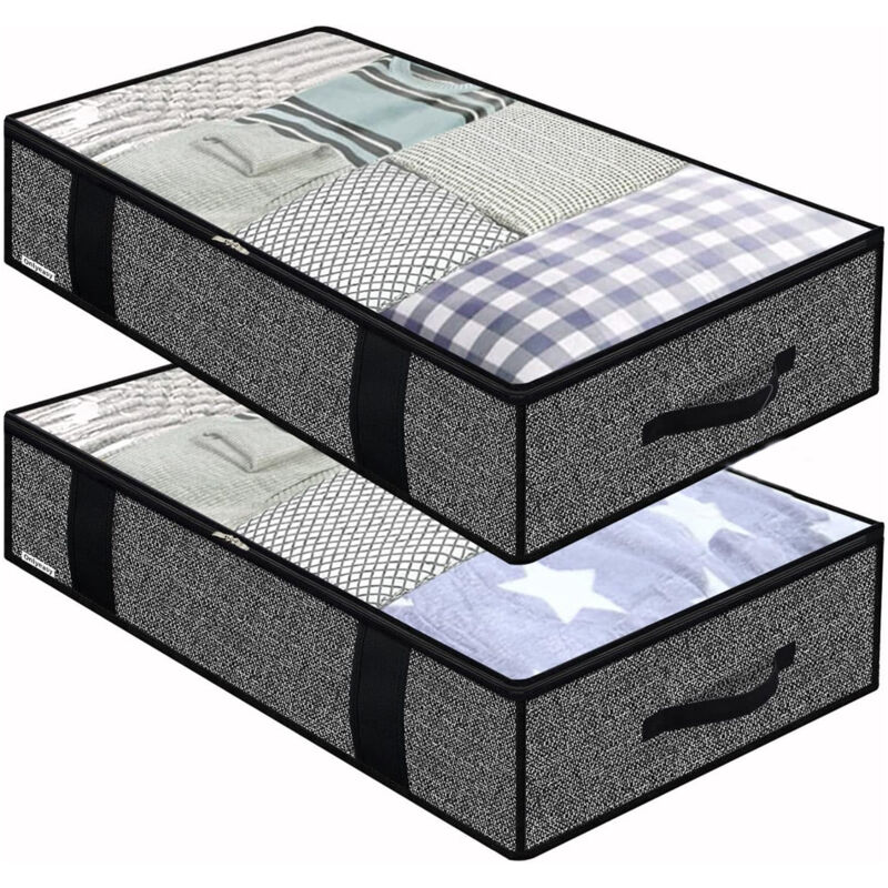 Sac de Rangement sous Lit Lot de 2, Closet Organizer Sac Souple, Pliable, Space Saver à 4 renforcé Poignées pour Ranger Les vêtements, Couettes