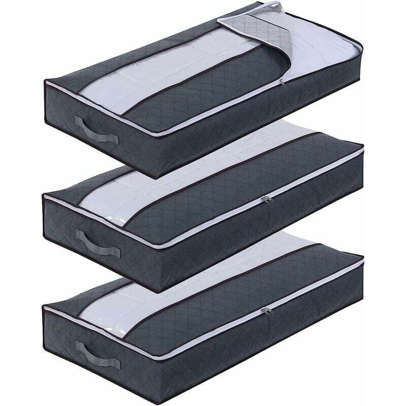 Sac de Rangement sous Lit Lot de 3, Rangement sous Lit Grande Non-Tisse Pliable, Sacs de Rangement pour Couette édredons Couvertures Oreillers Jouets