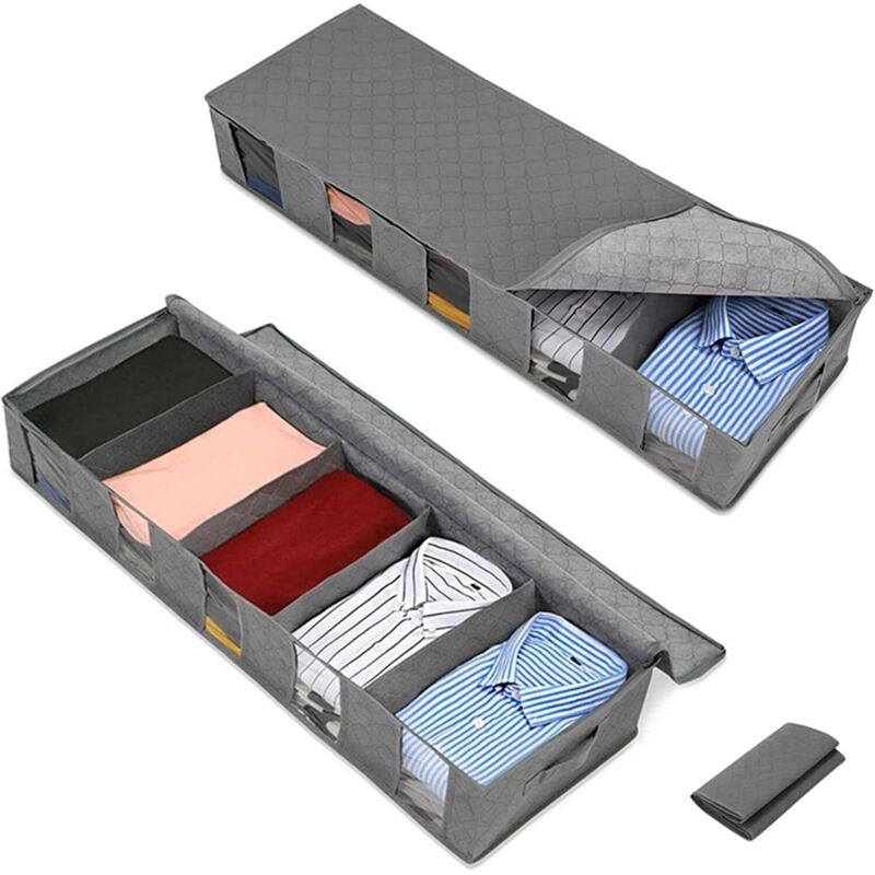 Sac de Rangement sous Lit,Closet Organizer Sac Souple, Boitea de Rangement Pliable,Tiroir sous Lit à L'abris de la Poussière pour Vetements