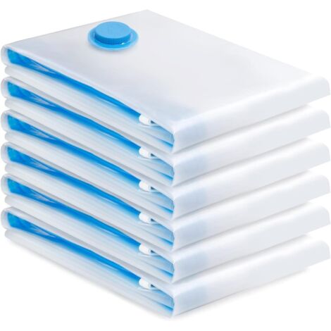 Sac de Rangement Sous Vide 6PCS,Sac sous vide Vetement Aspirateur,Compression Housse Aspirable Rangement Réutilisable pour Literie, Vêtements, Couettes, Matelas,Tente et Voyages(100  80CM)