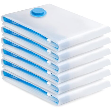 Sac de Rangement Sous Vide 6PCS,Sac sous vide Vetement Aspirateur,Compression Housse Aspirable Rangement Réutilisable pour Literie, Vêtements, Couettes, Matelas,Tente et Voyages(100  80CM)