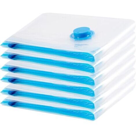 Sac de Rangement Sous Vide 6PCS,Sac sous vide Vetement Aspirateur,Compression Housse Aspirable Rangement Réutilisable pour Literie, Vêtements, Couettes, Matelas,Tente et Voyages(60  40CM)