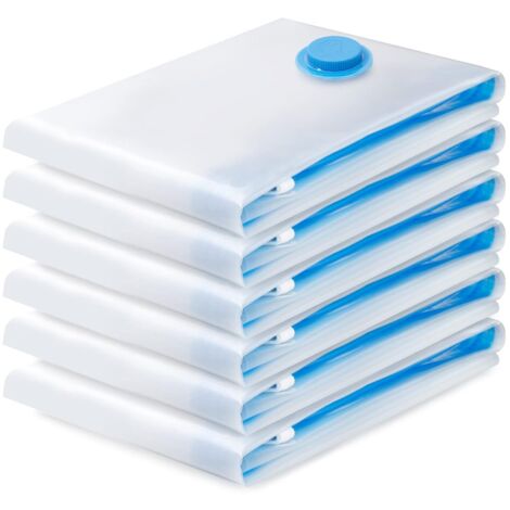 Sac de Rangement Sous Vide 6PCS,Sac sous vide Vetement Aspirateur,Compression Housse Aspirable Rangement Réutilisable pour Literie, Vêtements, Couettes, Matelas,Tente et Voyages(70  50CM)