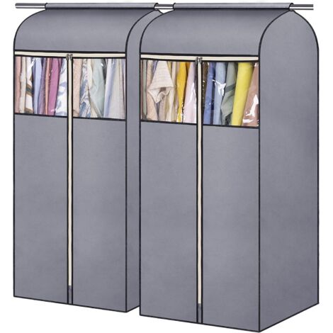 Sac de Rangement Suspendu - 54 Pouces - Pour Manteaux Costumes Vestes - Fenêtre PVC Transparente - Fermeture Éclair Métallique - 2 Pièces
