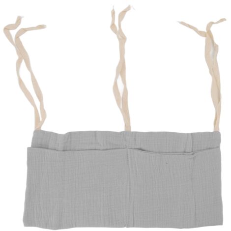 Sac de Rangement Suspendu pour Lit Bébé 2 Poches Sangle Réglable Gris Jouets
