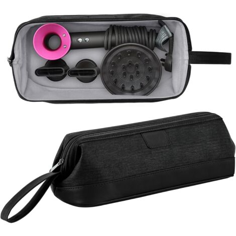 Sac de rangement universel à fermeture éclair pour sèche-cheveux compatible avec les accessoires de sèche-cheveux Dyson Supersonic Dyson Airwrap Styler, étui de voyage portable pour cosmétiques (noir)