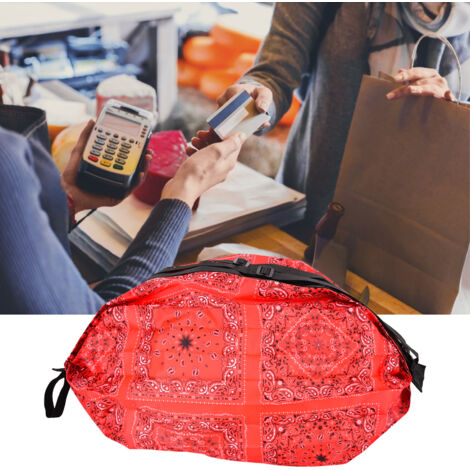 [Sac de Shopping Rétractable] + Lavabo Bleu Sky + [Nylon Oxford] + Sac Ecologique Reutilisable pour Voyage et Caddie Vert