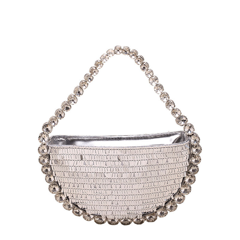 Sac de soirée pour femme décoré de strass en argent