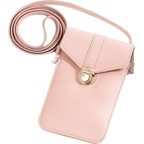 Sac de téléphone portable en cuir pour femme (rose)