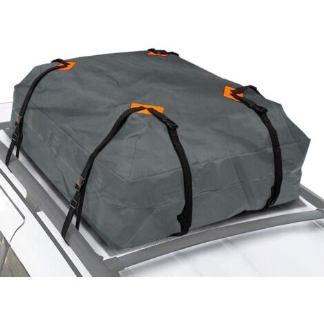 Sac de toit universel pour voiture, sac de rangement cubique en tissu épais 600D imperméable gris, idéal pour les voyages et le camping.
