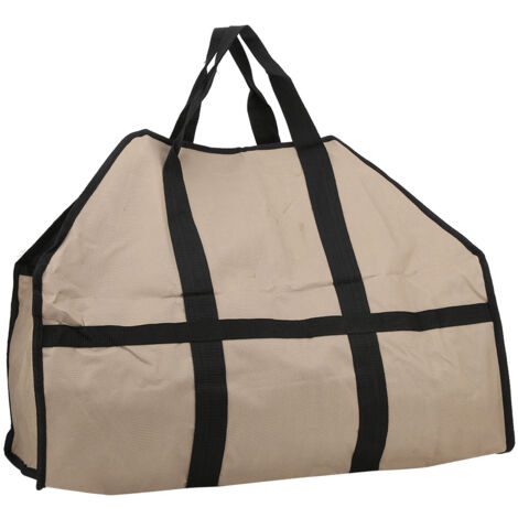 Sac de transport à bois grande capacité en tissu Oxford, pour bûches et charbon, couleur kaki