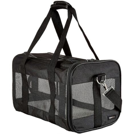 Sac de transport aérien souple en filet pour animaux de compagnie, format moyen - 42 x 24 x 25 cm, noir
