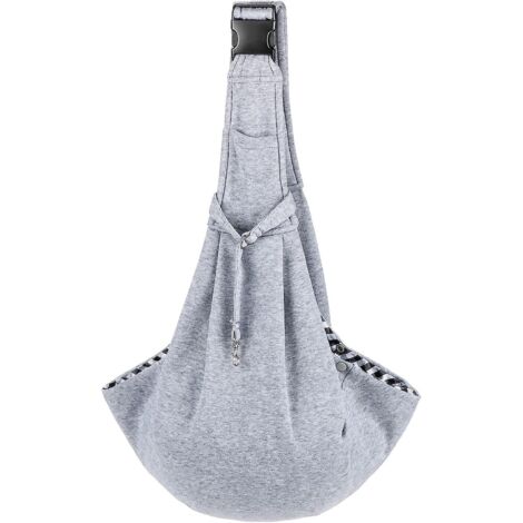 Sac de transport bandoulière gris respirant et réglable pour chiens de petite et moyenne taille