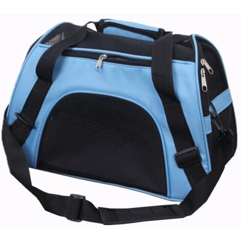 Sac de Transport Chat et Chien Chaton Chiot Sac à Main avec Bandoulière  Bleu Taille M 48 x 26 x 31 cm