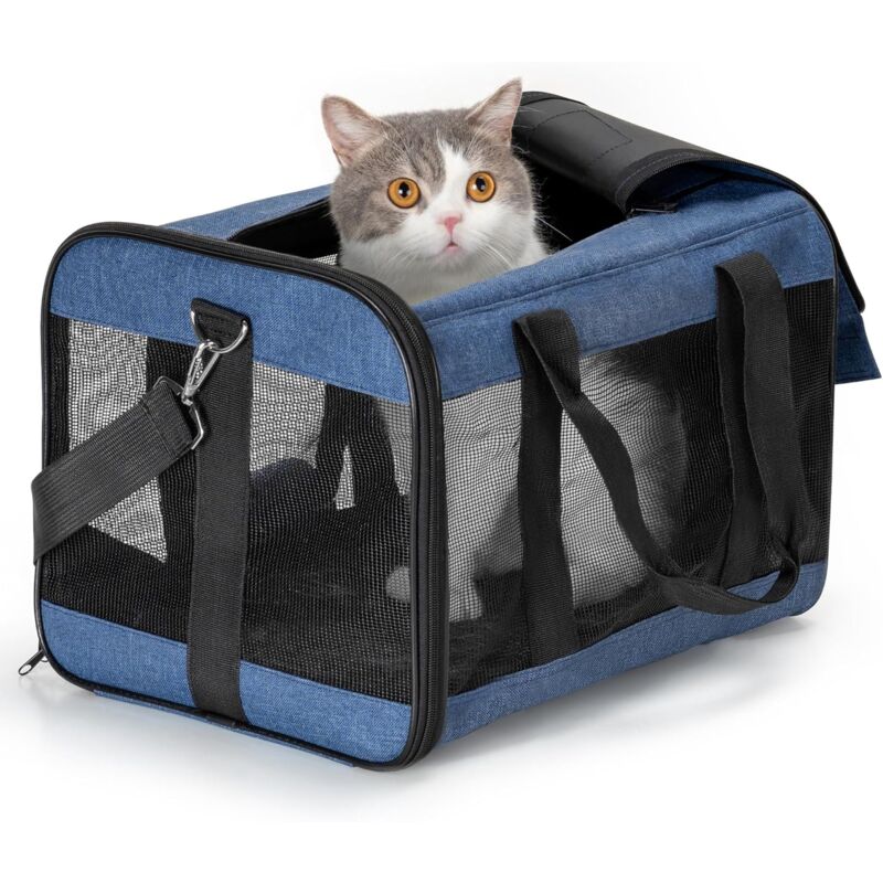 Sac De Transport Chat/Sac De Transport Chien pour Chats, Petits Chiens, Chatons Ou Chiots, Souple et Pliable avec Tapis en Laine pour Voyage en