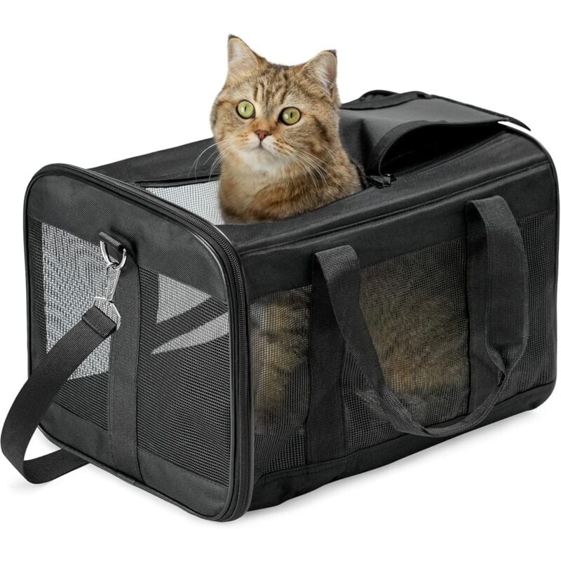 Sac De Transport Chat/Sac De Transport Chien pour Chats, Petits Chiens, Chatons Ou Chiots, Souple et Pliable avec Tapis en Laine pour Voyage en