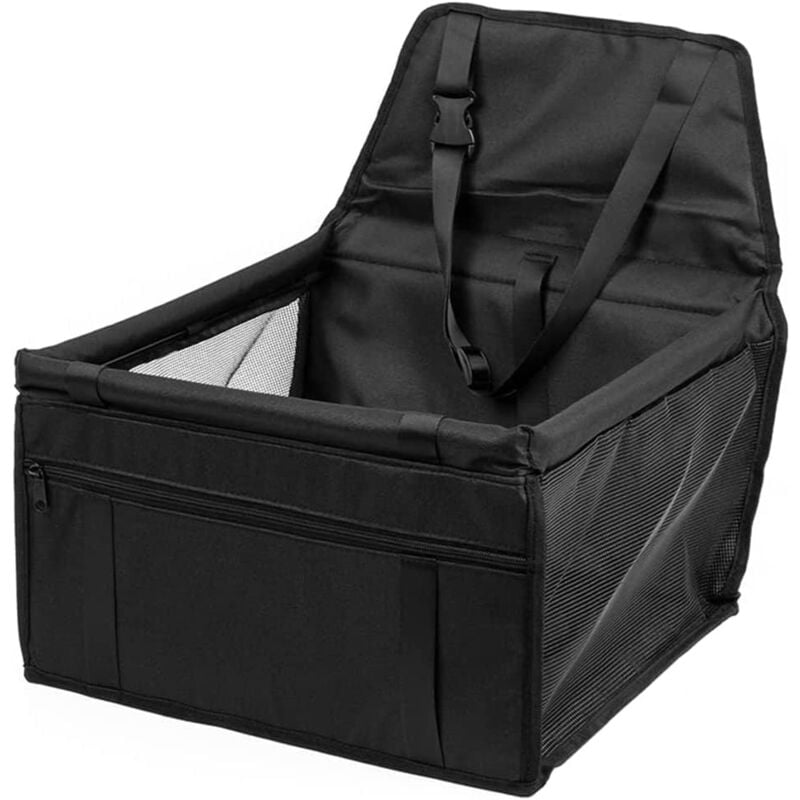 Aougo - Sac de Transport Chien et Chat avec Rehausseur, Ceinture de Siège de Voiture de Sac de Voiture d'animal Familier Respirant