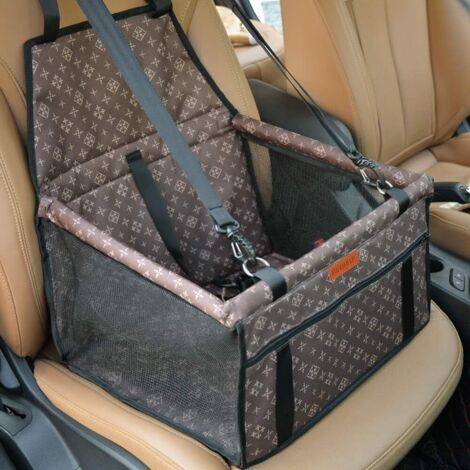 Sac de Transport Chien et Chat avec Rehausseur, Ceinture de Siège de Voiture de Sac de Voiture d'animal Familier Respirant pour l'animal Chat de Chien.