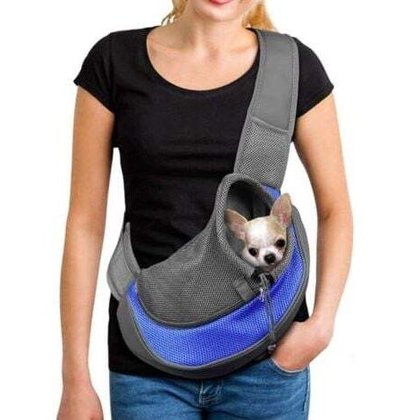 Sac de Transport Chien Sac Bandoulière Filet Respirant pour Chien et Chat Chiot épaule pour Animaux de Compagnie Sling Sac Transporteur Réglable Sac de Voyage pour Petits Animaux Chien,L