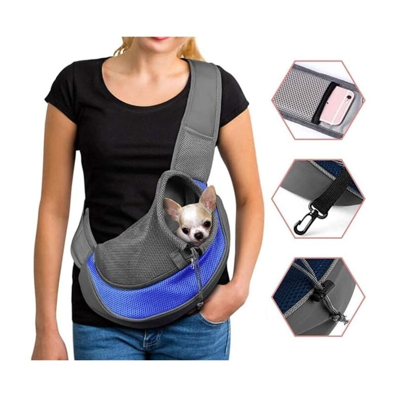 Serbia - Sac de Transport Chien Sac à Bandoulière pour Chat Chiot Réglable Sac de Voyage pour Petits Animaux Sac à Main Chien avec Pochette en Filet