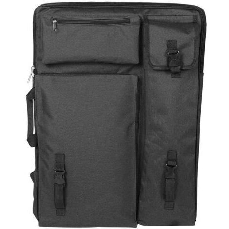 Sac de Transport d'artistes, Toile 4K Grand Sac à Dos de Portefeuille d'artiste Sac à bandoulière Multifonctionnel de Tableau de Croquis extérieur pour Dessiner Esquisser Peinture(Le Noir)