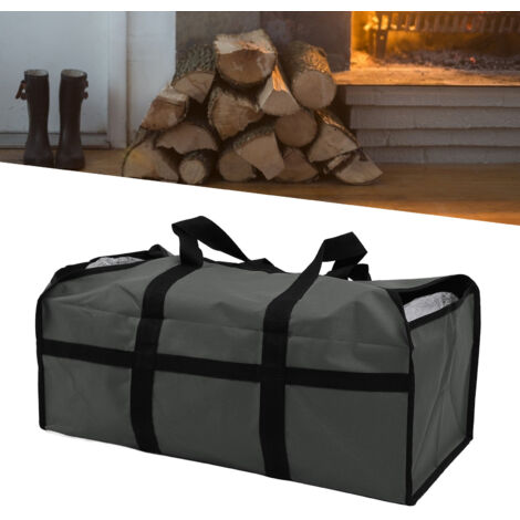 Sac de Transport de Bois de Chauffage Portable - Modèle Grand - 600D Oxford Cloth 25x60x30cm - Résistant et Facile à Porter avec Poignées