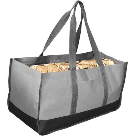 Sac De Transport De Bûches, Coin Du Feu Espace De Rangement Transport De Bois De Chauffage Grande Capacité Extérieur Camping Intérieur Fourre-tout À Bois De Chauffage Range-bûches,Gris,64×30×33cm
