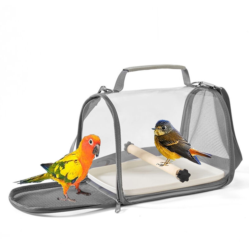 Sac de Transport d’Oiseaux,Sac de Transport de Voyage,entièrement Transparent,19,5 26 19cm,Transporteur d’Oiseaux Portable avec Plateau en