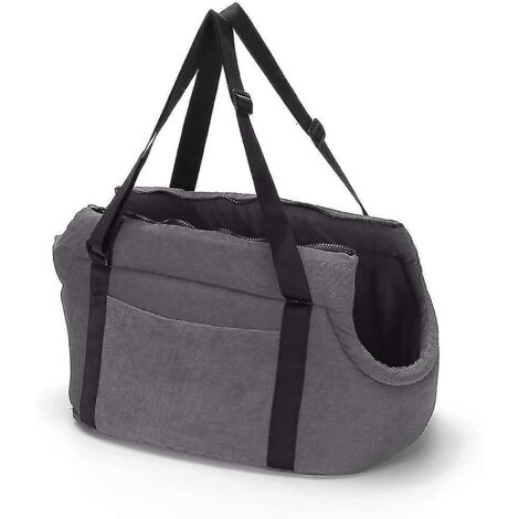 Sac de transport lavable pour chien, chat ou lapin, en velours côtelé, gris, taille L.