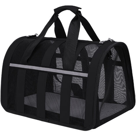 Sac de transport pliable en tissu Oxford imperméable et respirant pour chats et chiens, noir, taille M