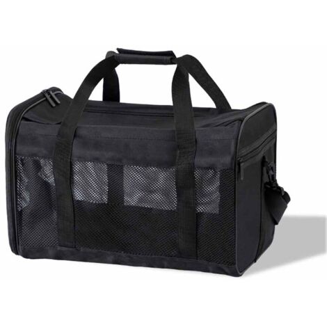Sac de Transport Pliable pour Chat et Petit Chien - Avec Bandoulière Réglable - Pour Voiture, Aviateur et Train (Noir, M)
