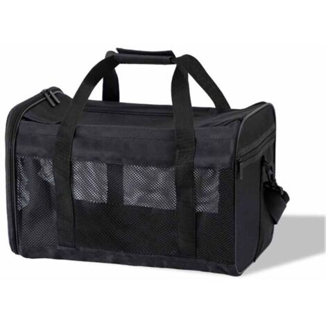 Sac de Transport Pliable pour Chat et Petit Chien - Avec Bandoulière Réglable - Pour Voiture, Aviateur et Train (Noir, M)