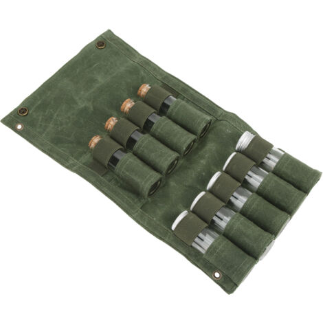 Sac de transport pliable pour épices avec 9 flacons, idéal pour randonnée barbecue voyage