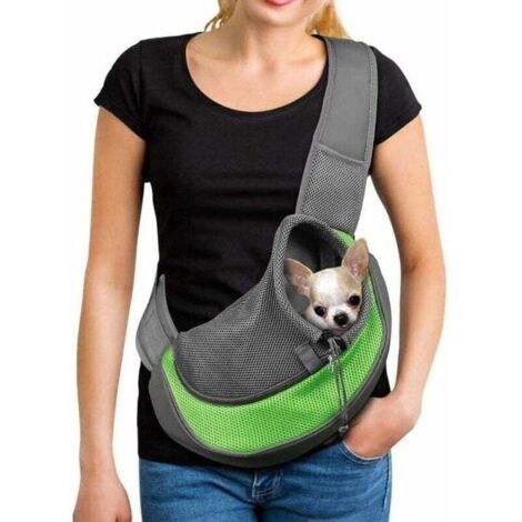 Sac de Transport Portable Chien Sac Bandoulière Filet Respirant pour Chien et Chat Chiot épaule pour Animaux de Compagnie Sling Sac Transporteur Réglable Sac de Voyage pour Petits Animaux Chien （S)
