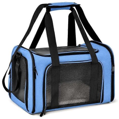 Sac de transport pour animaux de compagnie, sac à main pour chien et chat, voyage extérieur, conception légère, bleu, taille L.