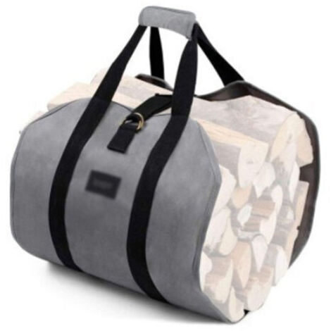 Sac de Transport pour Bois de Chauffage, Sac pour Bois de Cheminée, Toile Sac à Bûche, Sac Transport Résistant à Eau, Accessoires de Cheminée Pliables, Idéal pour Poêles, Camping(Gris,99.1×45.7cm)