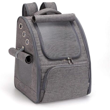 Sac de transport pour chat, chiots et petits chiens, sac à dos pour animaux de compagnie, sac à dos pliable et respirant pour chat, gris pour chien