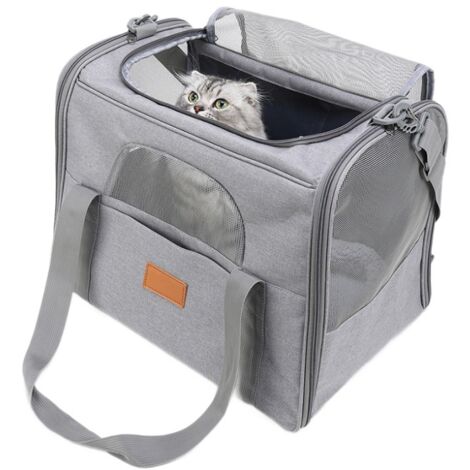 Sac de transport pour chat pliable et respirant, multi-usages (45x35x33 cm, jusqu'à 7,5 kg)
