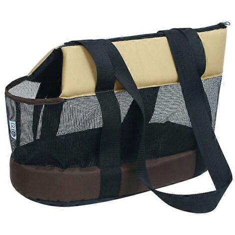 Sac de transport pour chat portable, grand sac à dos pour animaux, grande capacité avec filet et sangle de sécurité, couleur café, taille S