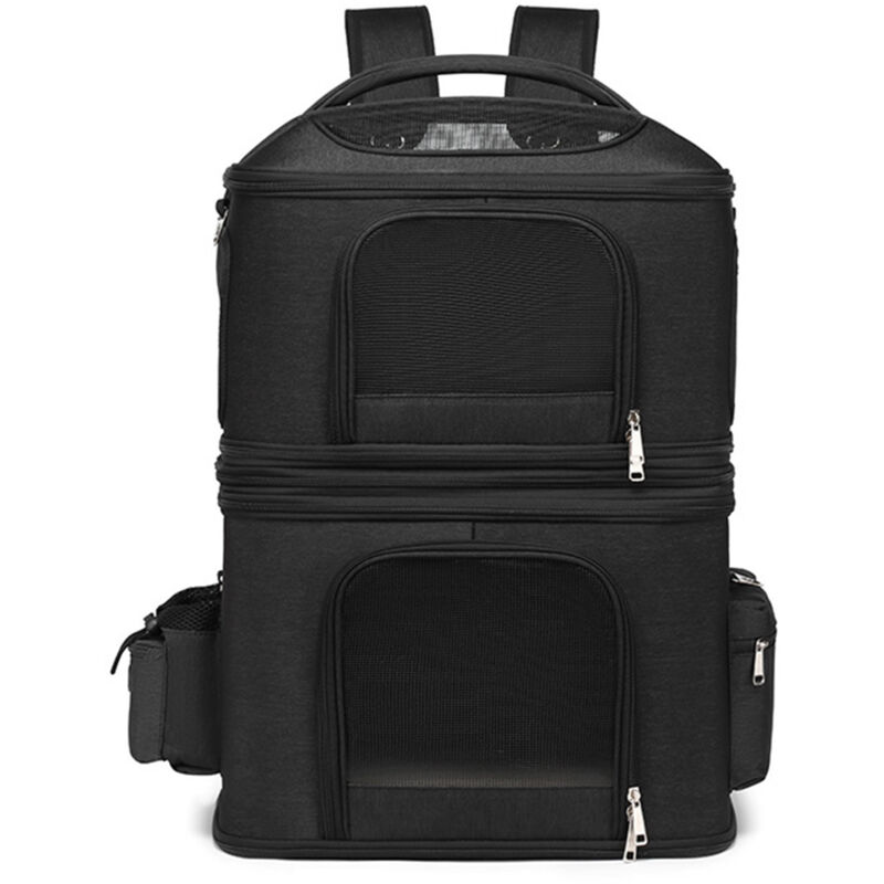 Decdeal - Sac de transport pour chat, sac à dos amovible, double porte-chat, respirant et pratique pour les voyages – Protection d'épaule durable et