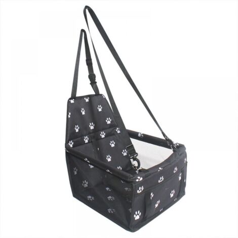 Sac de transport pour chien en tissu Oxford, siège auto respirant et lavable, sac de transport pliable pour animaux de compagnie, adapté aux petits animaux (imprimé noir).